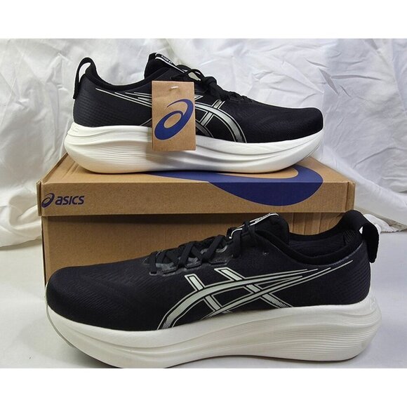 Asics Size 16 Extra Wide 4E Mens Gel Nimbus 27 Black Lake Gray Lace Sneakers NEW main image 8